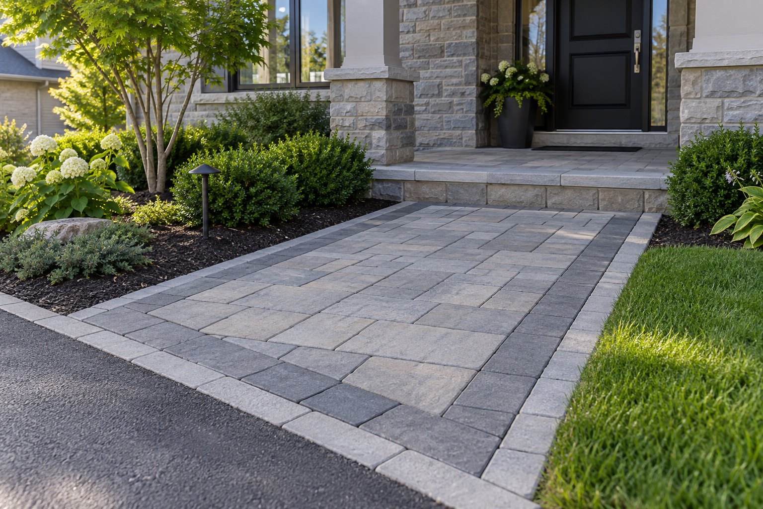 Illustrative interlock walkway and front step